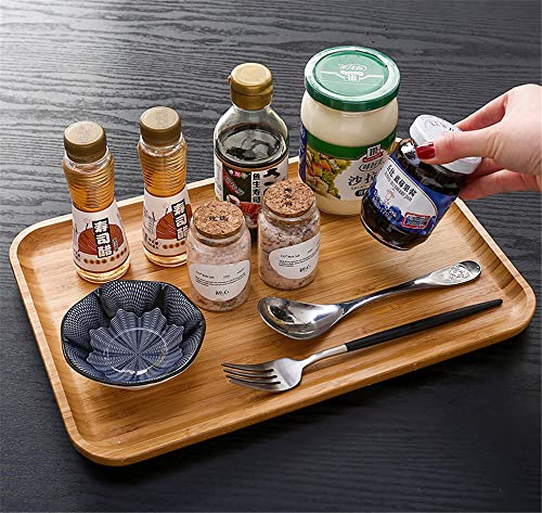 Bamboo Wooden Rectangle Serving Tray Board Flat Platter Large 30cm Wooden Plate Serving Board for Kitchen Home