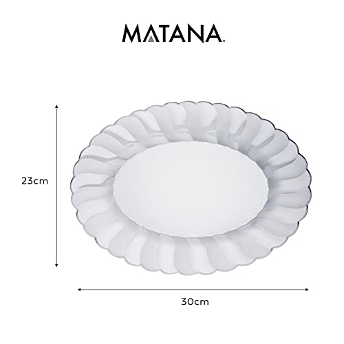 Matana - 10 Clear Multi-Use Plastic Oval Serving Trays for Platters - 30x23cm