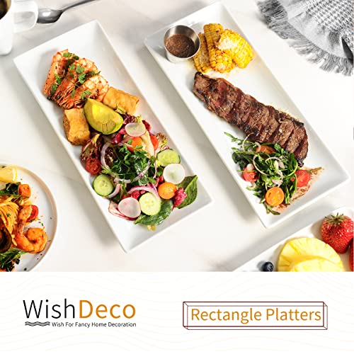 WishDeco Ceramic Serving Platters Set of 3, White Rectangular Plates, 36cm/14 inch Large Serving Trays, Porcelain Serving Dishes, Party Platters for Dessert, Buffet, Snack, Steak, Fruit
