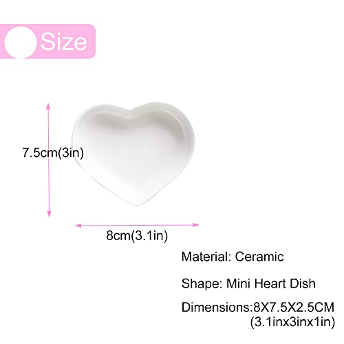 Super Cute Heart Sharpe Ceramic Sauce Dish,Mini Side Seasoning Dish,Condiment Dishes/Sushi Soy Dipping Bowl,Snack Serving Dishes,Love Porcelain Small Saucer Set(Set of 4) (8cm)