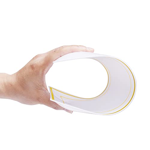 MATANA - Reusable Serving Trays 6 Pack - Plastic Platters for Party Food - Serving Set for Birthdays, Weddings, & Graduation Parties - White Rectangle Plates with Trim, 12” x 9”