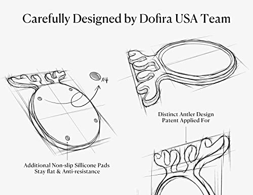 Dofira Acacia Wood Serving Platter with Antler Handles, Decorative Plate Kitchen Organizer, Round Wooden Food Tray for Snack Fruit Appetizer, Gift for Christmas, Wedding, Birthday (25.4x20.4cm)