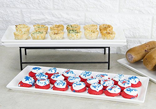 DOWAN Serving Platter, 14.5"/36.8cm Large Rectangle Dinner Plates White, Porcelain Serving Plates for Appetizers, Meat, Dessert, Pasta, Buffets, Party, Dishwasher & Microwave Safe, Set of 4