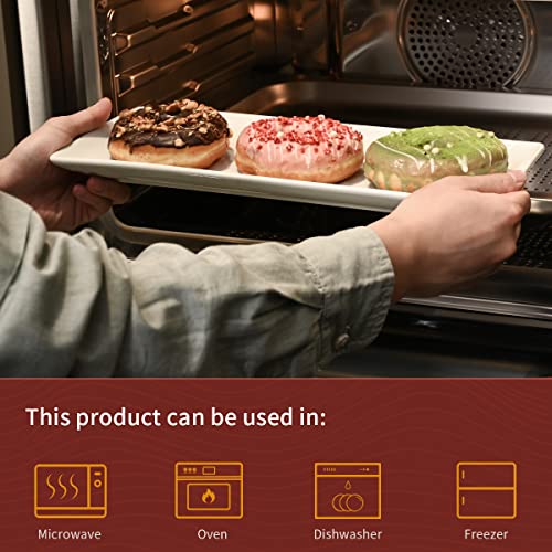 WishDeco Ceramic Serving Platters Set of 3, White Rectangular Plates, 36cm/14 inch Large Serving Trays, Porcelain Serving Dishes, Party Platters for Dessert, Buffet, Snack, Steak, Fruit