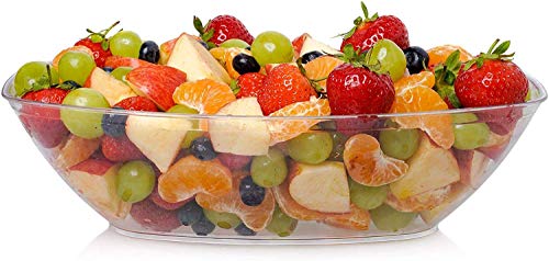 Pack of 3 Plastic Serving Bowls 1950ml | Plastic Rectangular Salad Bowls | Bowls Set - 66oz ~ Reusable ~ Durable ~ Clear