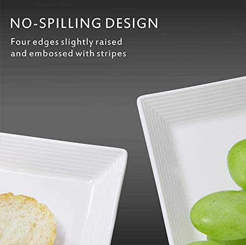 DOWAN Serving Platter, 14.5"/36.8cm Large Rectangle Dinner Plates White, Porcelain Serving Plates for Appetizers, Meat, Dessert, Pasta, Buffets, Party, Dishwasher & Microwave Safe, Set of 4