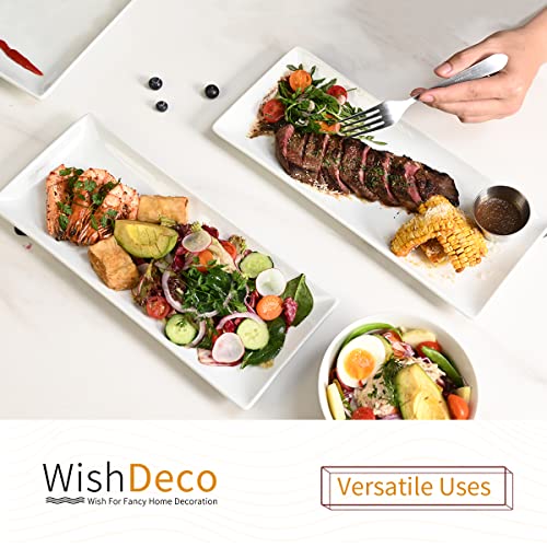 WishDeco Ceramic Serving Platters Set of 3, White Rectangular Plates, 36cm/14 inch Large Serving Trays, Porcelain Serving Dishes, Party Platters for Dessert, Buffet, Snack, Steak, Fruit