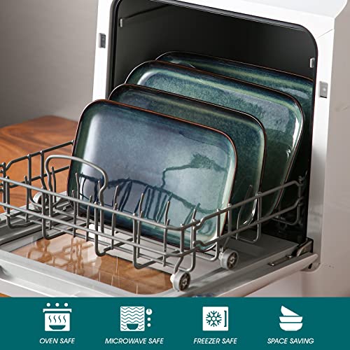 vancasso Stern Serving Platter & Tray Set, 3-Piece Ceramic Serving Plates for Parties, 15.1/13.1/11 Inch Easy-Clean Large Serving Dish for Main Course and Side Dishes, Green