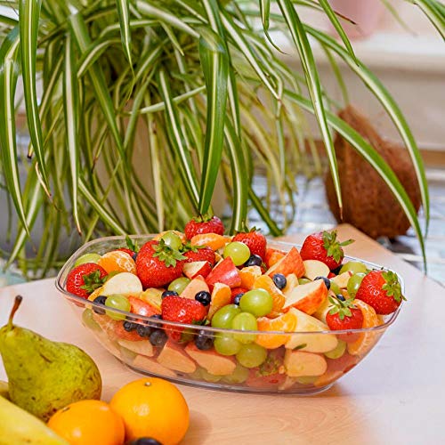 Pack of 3 Plastic Serving Bowls 1950ml | Plastic Rectangular Salad Bowls | Bowls Set - 66oz ~ Reusable ~ Durable ~ Clear