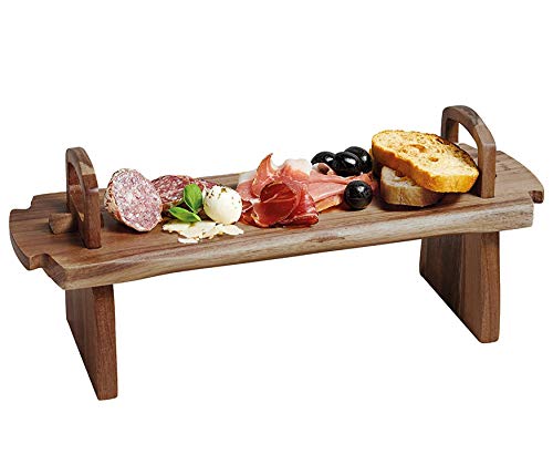 GEEZY Acacia Wooden Raised Serving Platter for Antipasti, Tapas, Entrees and Desserts, 36 x 13 x 13 cm