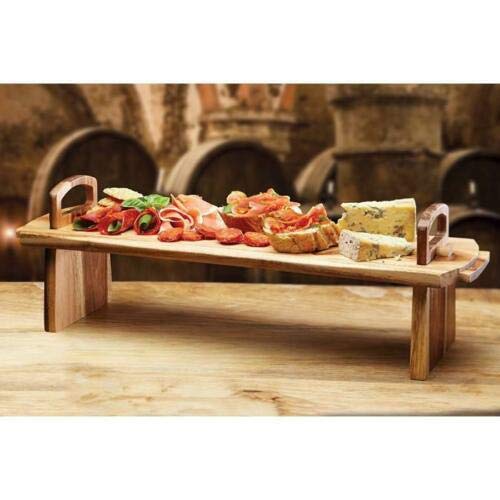 GEEZY Acacia Wooden Raised Serving Platter for Antipasti, Tapas, Entrees and Desserts, 36 x 13 x 13 cm