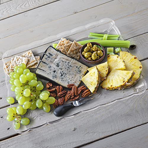 MATANA - 6 Large Rectangular Clear Multi-Use Serving Platter Food Party Trays - 32cm x 24cm