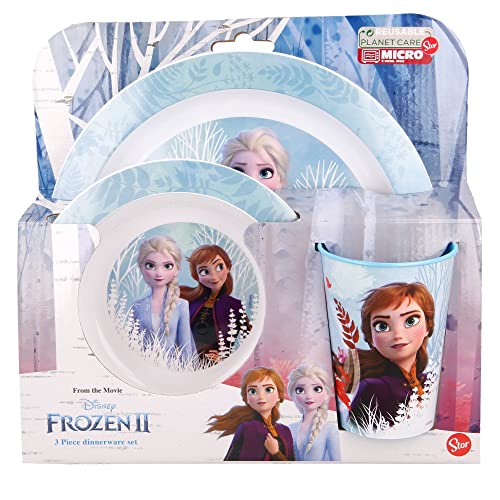Stor Frozen II Blue Forest 3pcs Micro Dinner Tableware Set Plate, Bowl & Cup, BPA