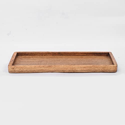 Samhita Mango Wood Serving Platter with Raised Edge -Set of 3 for Display Fruit Snacks Appetizer Sushi Food Decorative (30.48cm x 12.7cm x 1.90cm)