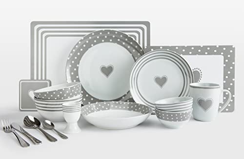 Waterside - 80 Piece Grey Heart Combo Set
