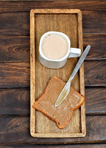 Samhita Mango Wood Serving Platter with Raised Edge -Set of 3 for Display Fruit Snacks Appetizer Sushi Food Decorative (30.48cm x 12.7cm x 1.90cm)