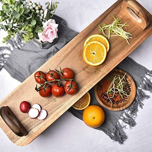 GEEZY Acacia Wooden Raised Serving Platter for Antipasti, Tapas, Entrees and Desserts, 36 x 13 x 13 cm