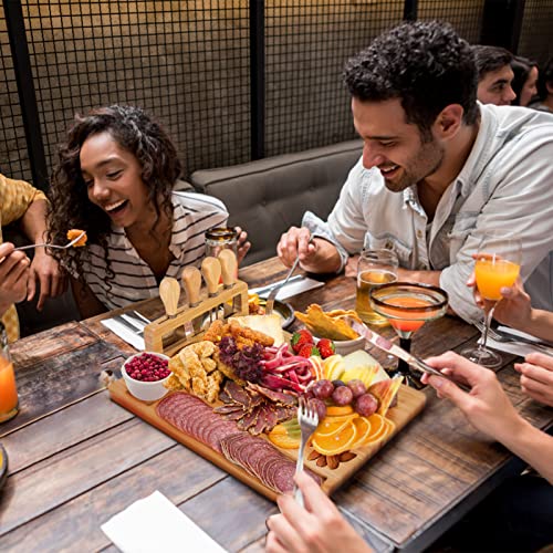 Bamboo Cheese Plate, Cheese Board Set with Cutlery Charcuterie Tray Platter Including 4 Stainless Steel Knife and Serving Utensils for Christmas Wedding Birthday Housewarming Gifts (B, 36cm)