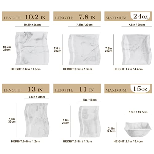 MALACASA Plates and Bowls Set, 26-Piece Dinner Sets with 6-Piece Dinner Plate/Soup Plate/Dessert Plate/Bowl and 2 Serving Platter, Marble Grey Porcelain Dinnerware Set for 6, Series Flora