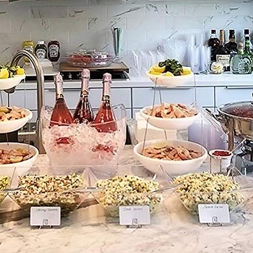 Alimat PluS 3 Tier Collapsible Serving Tray Party Bowls - Plastic Serving Platter Tiered Serving Stand for Salad, Snacks and Fruit - Appetizer Dessert Plates Candy Display