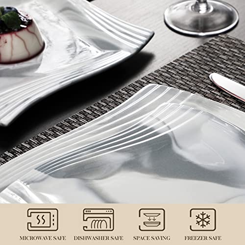 MALACASA Dinner Sets, 30 Pieces Plates and Bowls Set with 6 Piece Dinner Plates/Dessert Plates/Soup Plates/Cups and Saucers, Service for 6, Marbe Grey, Series Amparo
