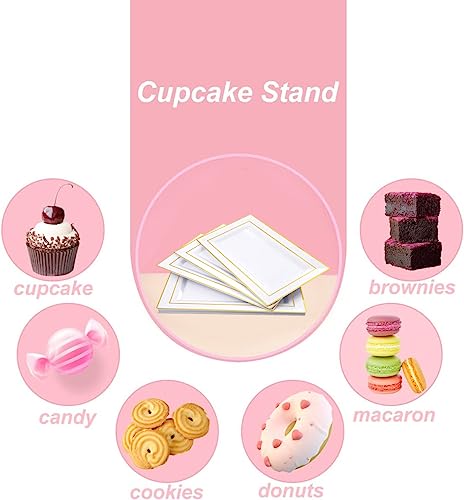 Gikisla Elegant Plastic Serving Platters, 6 Pcs Large Plastic Serving Trays, Rectangle Reusable White&Gold Dinner Plates Set for Parties Snack Food Dessert Sandwiches Cheese Crackers