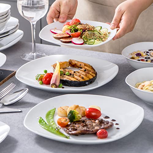 MALACASA, Series Elisa, 24-Piece Dinner Sets Ivory White Porcelain Dinnerware Set with 6-Piece Cereal Bowls, 6-Piece Dinner Plates, 6-Piece Dessert Plates and 6-Piece Deep Soup Plates Service for 6