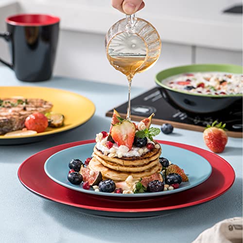 vancasso Allegro Matte Dinnerware Set - 16 Pieces Dinner Set Multicolored Stoneware Crockery with 10.7 inch Dinner Plate 8 inch Dessert Plate 7 inch Bowl and 14 oz Mug, Service for 4