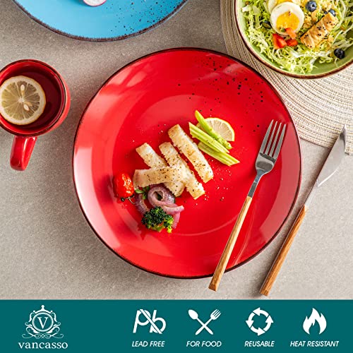 vancasso Navia Tropical Dinner Plate Set of 4, Stoneware Vintage Look Multicolour Dinnerware Tableware, 10.5 inch Snack/Salad/Fruit/Side Plate. (27 * 27 * 2.5cm)