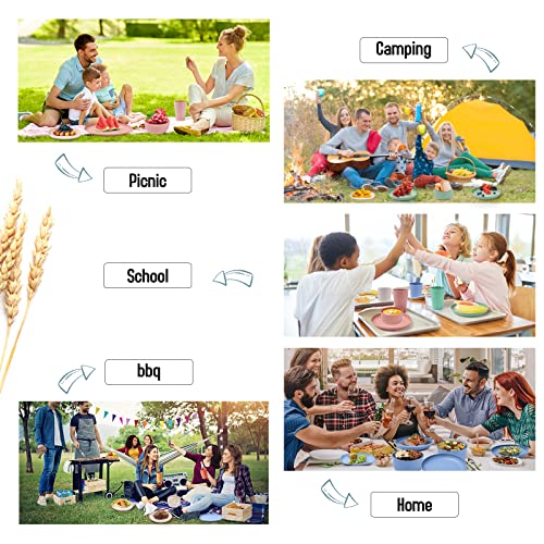 RHM 30Pcs Dinner Set for 4 - Unbreakable Tableware - Plates, Bowls, Cups, Cutlery Sets - Microwave & Dishwasher Safe - Perfect for Camping, Picnic, RV, Dorm - Great for Kids, Elderly