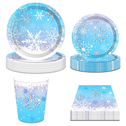 Blue and White Snowflake Christmas Party Paper Cups,8Pcs Xmas Winter Snowflakes Disposable Cup Frozen Paper Cups Christmas Tableware Decor for Winter Holiday Xmas Frozen Party Supplies Decorations