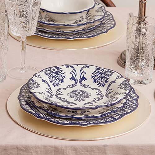 Karaca Maren Plate Set for 6 People, Porcelain, 24 Pcs of Crockery and Plates, Chic Table Service Set, Elegant Set for Daily Use and Special Occasions