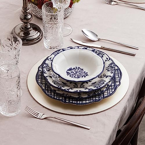 Karaca Maren Plate Set for 6 People, Porcelain, 24 Pcs of Crockery and Plates, Chic Table Service Set, Elegant Set for Daily Use and Special Occasions