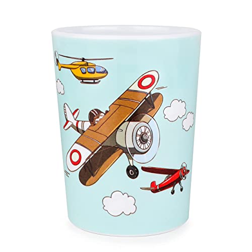 Kiz Designs Airplane Kids Dinner Set – 3pcs Melamine Children’s Dinner Set – Cup, Bowl, Serving Plate – BPA Free and Dishwasher Safe