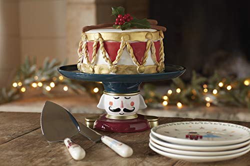 KitchenCraft The Nutcracker Collection Christmas Cake Stand, Ceramic, Multi Colour, 26 x 26 x 12 cm