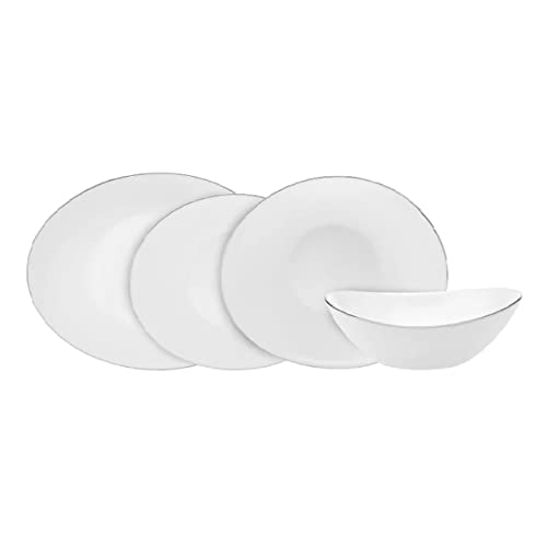 Karaca Pure 24-Piece Table Service Crockery Set for 6 People, Glass, Large Flat Plates, Dinner Plates, Cake Plates, Dessert Plates