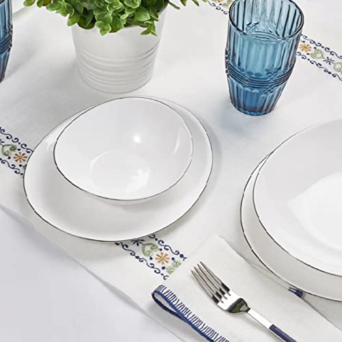 Karaca Pure 24-Piece Table Service Crockery Set for 6 People, Glass, Large Flat Plates, Dinner Plates, Cake Plates, Dessert Plates