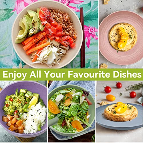 42PCS Plates and Bowls Set, Premium Plastic Dinner Sets with Carry Bag, Unbreakable Picnic Dinner Sets for 5 People Lightweight, Safe Plastic Plates, Cups, Bowls & Cutlery Set