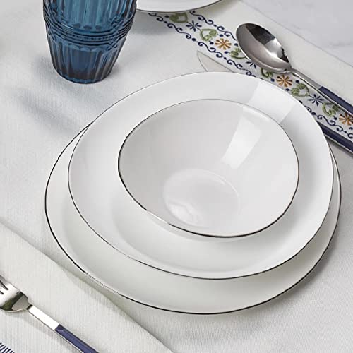Karaca Pure 24-Piece Table Service Crockery Set for 6 People, Glass, Large Flat Plates, Dinner Plates, Cake Plates, Dessert Plates