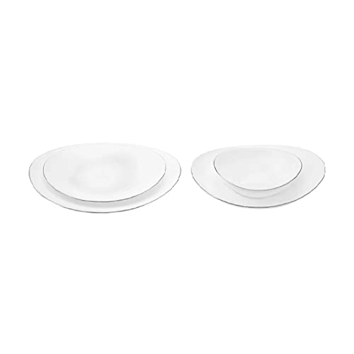 Karaca Pure 24-Piece Table Service Crockery Set for 6 People, Glass, Large Flat Plates, Dinner Plates, Cake Plates, Dessert Plates