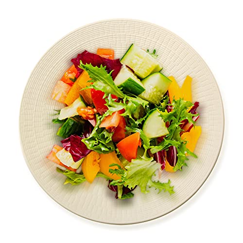 EZOWare 8-Piece Dinnerware Set, Stoneware Service for 2 with Woven Pattern, Large Round Dinner Plates, Salad Plates, Soup Bowls, Cereal Bowls - Sandy Khaki