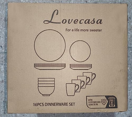 LOVECASA, Series Sweet, Porcelain Round Dinner Set Navy Blue 16 Pieces Kitchen Dinnerware Service Plate Ceramic Crockery Set with 4-Piece Dinner Plates, Dessert Plate, Bowls and Mugs, Service for 4