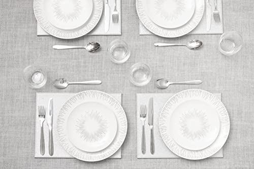 12pc Silver Sunburst, Porcelain Dinner Sets – 4X Dinner Plates, 4X Side Plates, 4X Bowls - Plate and Bowls Set for 4, Porcelain Dinnerware Sets for 4