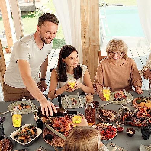 LATERN 150Pcs Multi-Use Gold Glitter Dinnerware Set, 25Pcs Resuable Dinner Plates, 25Pcs Salad Plates, 25Pcs Knives, 25Pcs Mini Forks, 25Pcs Spoons, 25Pcs Cups for Wedding Anniversary Garden Party