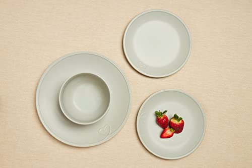 Sabichi Grey Hearts Embossed 12pc Dinner Set – Matte Glazed Stoneware Dinner Sets – 4X Dinner Plates, 4X Side Plates, 4X Bowls - Plate and Bowls Set for 4, Porcelain Dinnerware Sets, Dinner Set for 4