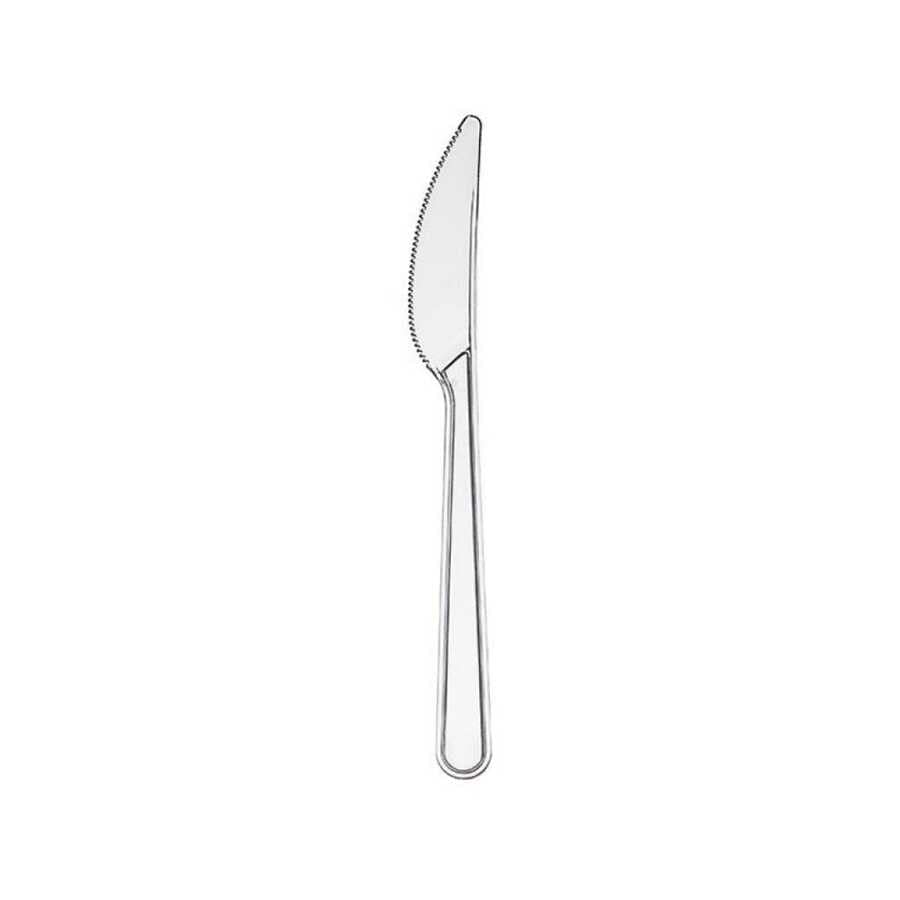 Strong Clear Re-Usable Plastic Cutlery | Reusable Cutlery for Party, Birthday, Christmas | Tableware and Dinnerware Clear Plastic Fork, Spoon and Knife (Knife - 25 Pieces)