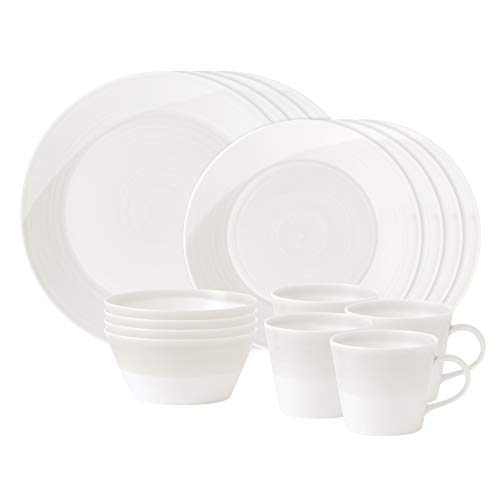 Royal Doulton 1815 1815TW25098 Pc Dinnerware Set, White, Porcelain, 16-Piece