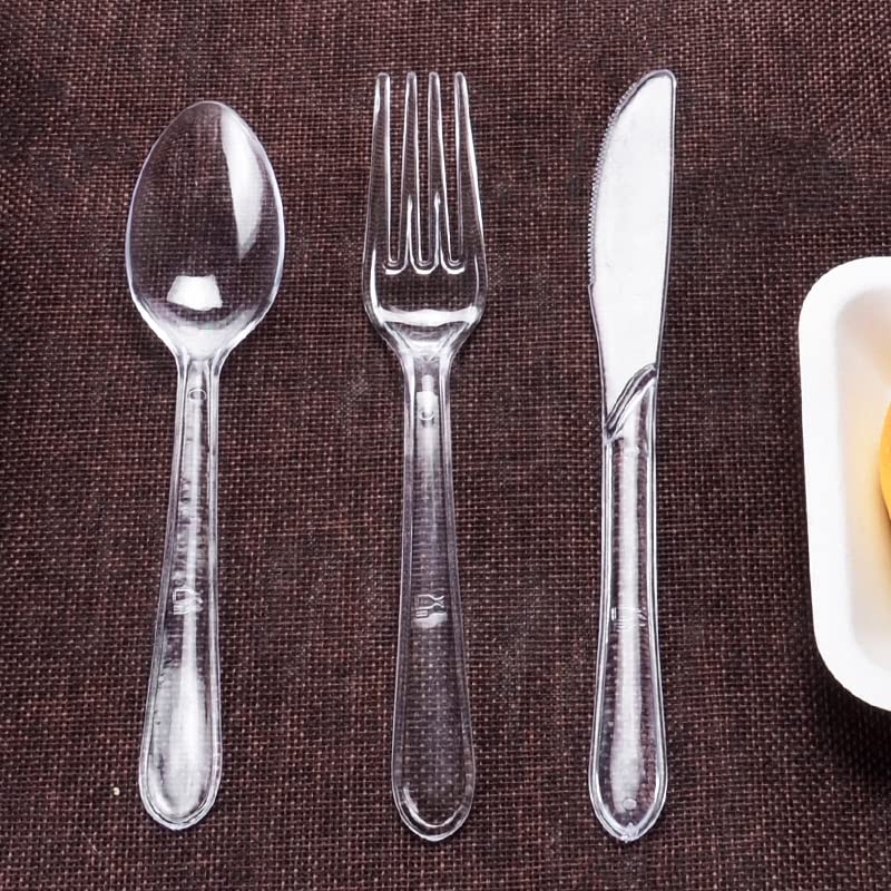 Strong Clear Re-Usable Plastic Cutlery | Reusable Cutlery for Party, Birthday, Christmas | Tableware and Dinnerware Clear Plastic Fork, Spoon and Knife (Knife - 25 Pieces)