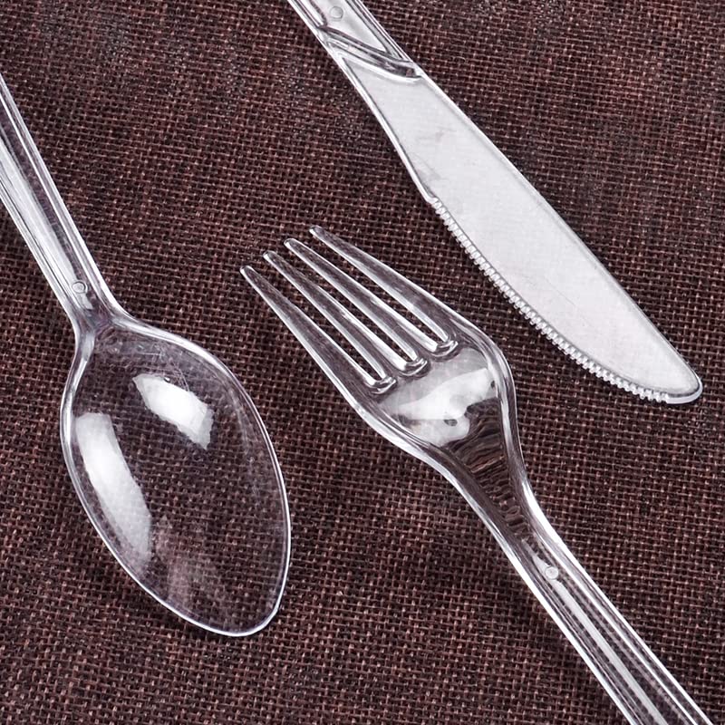 Strong Clear Re-Usable Plastic Cutlery | Reusable Cutlery for Party, Birthday, Christmas | Tableware and Dinnerware Clear Plastic Fork, Spoon and Knife (Knife - 25 Pieces)
