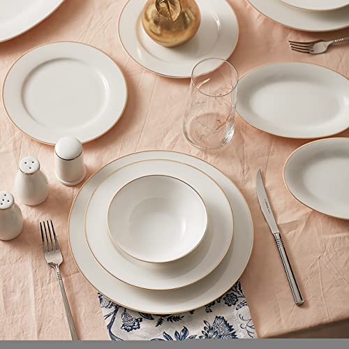 Karaca Lexi Gold Dinnerware Set for 12, 8 Settings with 4 Free, 56 Piece, Dinner Plates, Cake Plates, Soup Bowls, Salt, Pepper Shakers, Dish Set, Dishwasher Safe, Plates and Bowls Sets, Gold